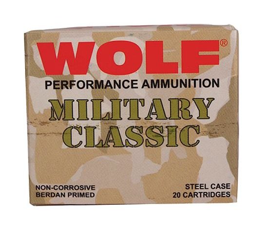 Wolf Performance Military Classic 168 gr Full Metal Jacket .30-06 Spfld Ammo, 500/case – MC3006FMJ168