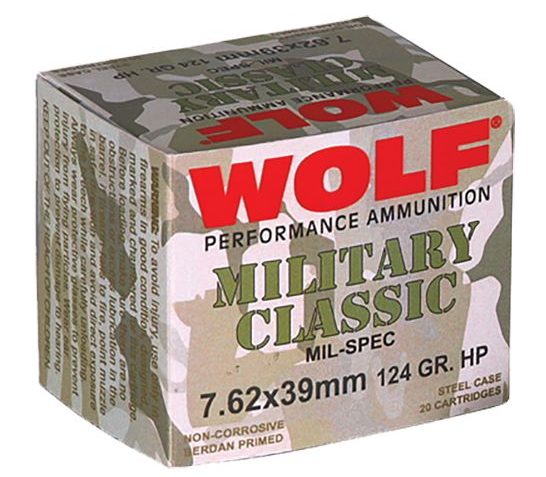 Wolf Performance Military Classic 124 gr Hollow Point 7.62x39mm Ammo, 1000 rds/case – MC762BHP