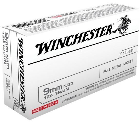Winchester Ammunition 124 gr FMJ 9mm Ammo, 150 Rounds/box – USA9NATO