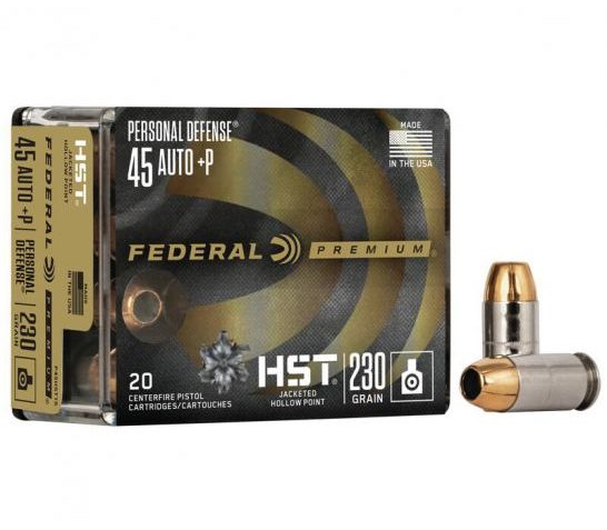 Federal Personal Defense 230 gr HSTJHP .45 Auto +P Ammo, 20/pack – P45HST1S