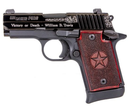 Sig Sauer P938 9mm Pistol 7rd 3" Texas Engraved Silver – 9389TXSAMBI