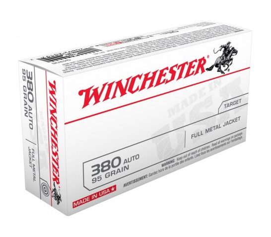 Winchester 380 Auto 95gr JHP Ammunition, 50 Round Box – USA380JHP