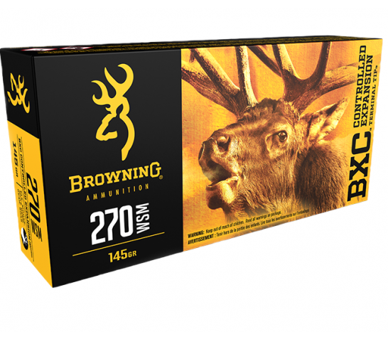 Browning 270 Winchester 145gr BXC Ammunition, 20 Round Box – B192202701