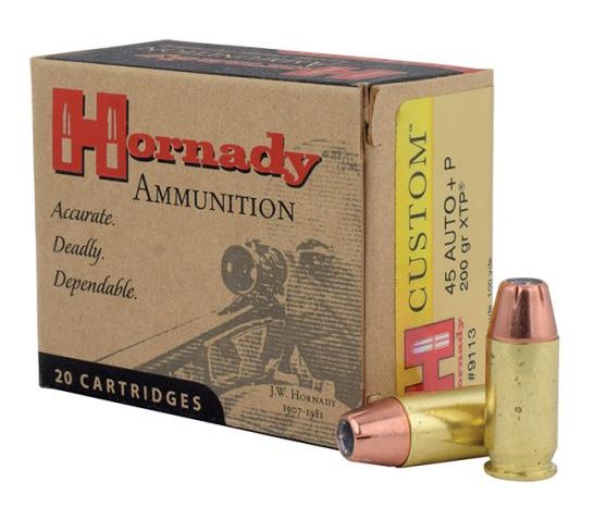 Hornady .45 ACP +P 200gr XTP Custom Pistol Ammunition 20rds – 9113