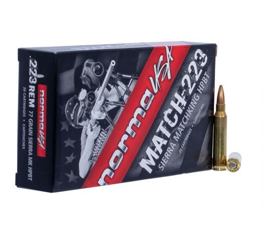 Norma Match Sierra Matchking 77gr 223 Remington Ammo, 20rds – 10157502