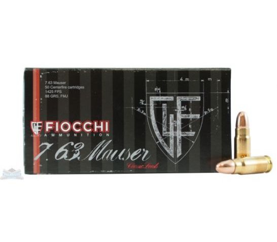 Fiocchi 7.63 Mauser 88gr FMJ 50 Rounds Ammunition – 763A