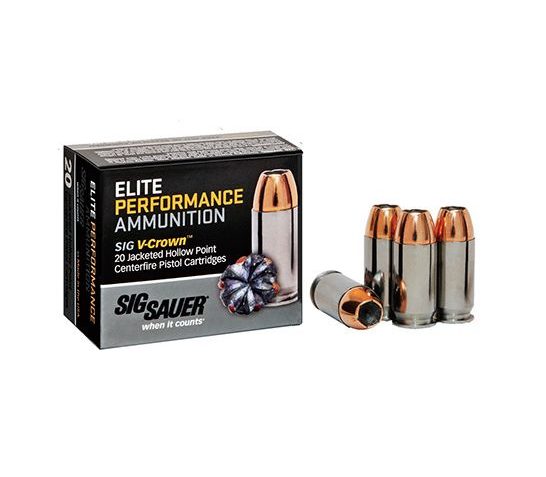 Sig Sauer 9mm 124gr JHP V-Crown Elite Performance Ammunition 20rds – E9MMA2-20