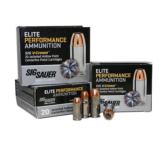 Sig Sauer 9mm 147gr JHP V-Crown Elite Performance Ammunition 20rds – E9MMA3-20