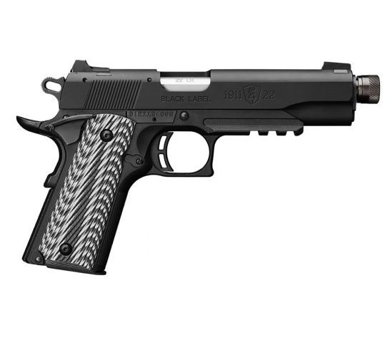 Browning 1911-22 Black Label Suppressor Ready Full Size .22lr Pistol w/ Rail, Matte – 051820490