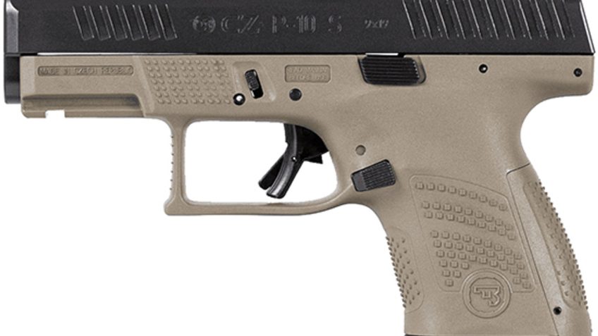 CZ P-10 S Sub-compact 9mm, 3.5" Barrel, Nitride Slide Finish, Flat Dark Earth, 3 Backstraps, Fixed Sights, Integrated Trigger Safety, Reversible Mag Catch, 10rd
