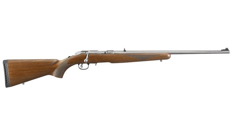 Ruger AMERICAN Stainless / Wood Stock 17HMR 22-inch 9rd Checkered Wood Gripis