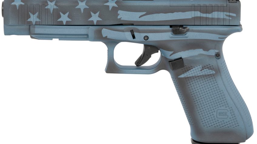 Glock 34 Gen3 MOS 9mm, 5.31" Barrel, Fixed Sights, Blue Titanium Flag, 17rd
