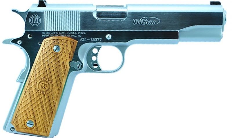 TriStar American Classic Government 1911 45 ACP 5" Barrel 8 Rounds Chrome Steel Frame/Slide