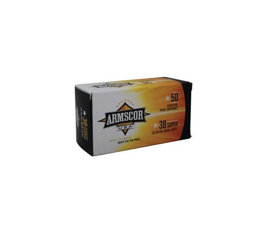 Armscor 38 Super  **NOT FOR REVOLVERS ** 125gr FMJ Ammunition 50rds – FAC38SUPER-1N