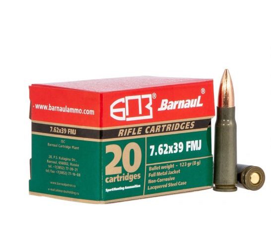 MKS Supply Barnaul 123 gr Full Metal Jacket 7.62x39mm Ammo, 20/box – 762X39FMJ123