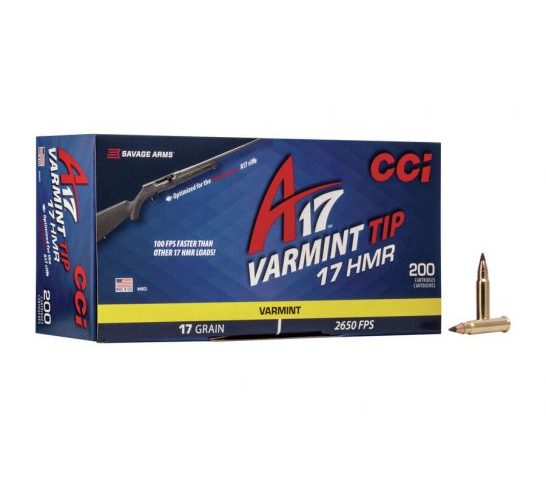 CCI A17 17 gr Tipped Varmint 17 HMR Ammunition 200 Rounds – 949CC