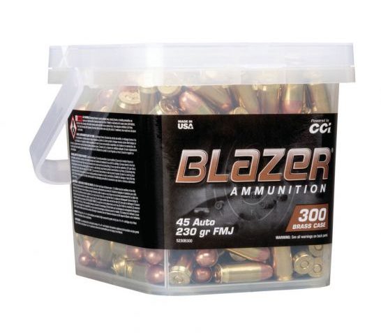 CCI Blazer Brass 230 gr FMJ .45 ACP Ammo 300 Round Bucket – 5230B300