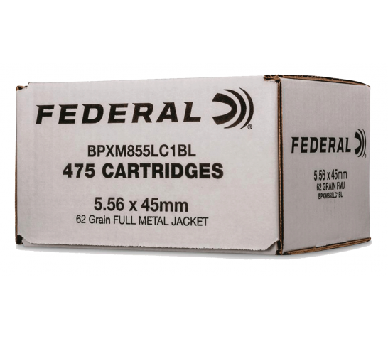 Federal XM855 62 Grain FMJBT 5.56 Ammo, 475rds  – BPXM855LC1BL