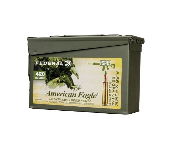 Federal American Eagle 5.56 62gr FMJ-BT 420rd Loose M2A1 Ammo Can – XM855BK420 AC1