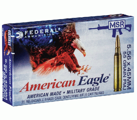 American Eagle Training 55gr FMJBT 5.56 NATO Ammo, 100/box – XM193BL