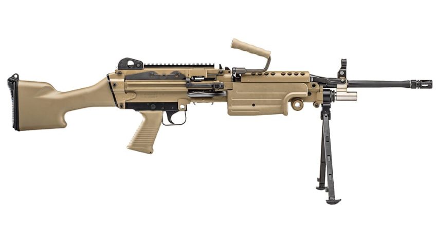 FN America M249S Standard 5.56x45mm 18.5″ Bbl FDE Belt-Fed Semi-Auto Rifle 46-100170