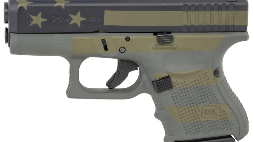 Glock 26 Gen4 9mm, 3.43" Barrel, Fixed Sights, Overall Operator Flag Cerakote, 10rd