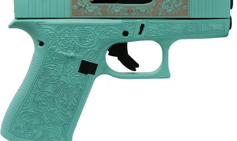 Glock 43X Tiffany Blue 9mm 3.41" Barrel 10-Rounds "Glock & Roses" Custom Engraving USA Made