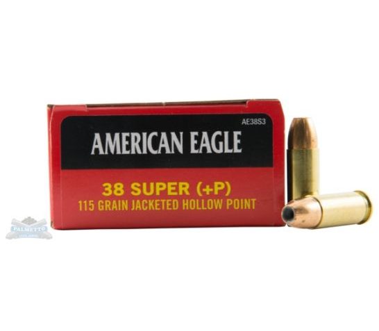 American Eagle 38 Super+P **NOT FOR REVOLVERS ** 115 JHP Ammunition 50rds – AE38S3