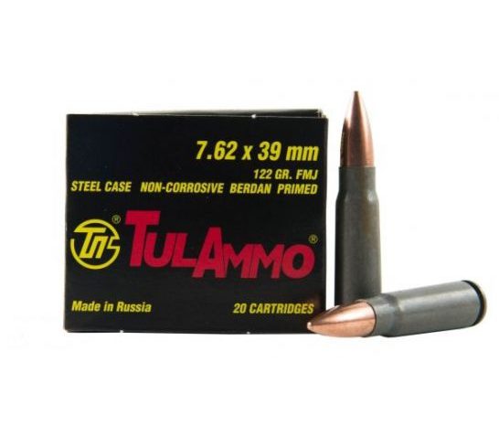 Tula 7.62×39 Ammo 122 Grain FMJ Steel Case 20 rds/box – UL076201