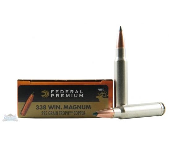 Federal 338 Magnum 225GR Trophy Copper Vital-Shok Ammunition 20rds – P338TC1