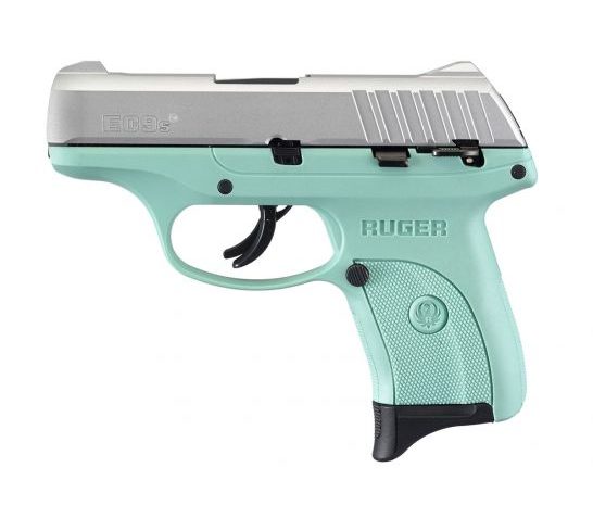 Ruger EC9S 9mm Pistol, Turquoise and Stainless Steel – 13200