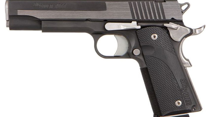 Sig Sauer, 1911 Equinox, Semi-automatic, 1911, Full Size, 45 ACP, 5" Barrel, Aluminum Frame, Black and Silver Color, Right Hand, Manual Safety, Siglite Night Sights, 8Rd, 2 Magazines