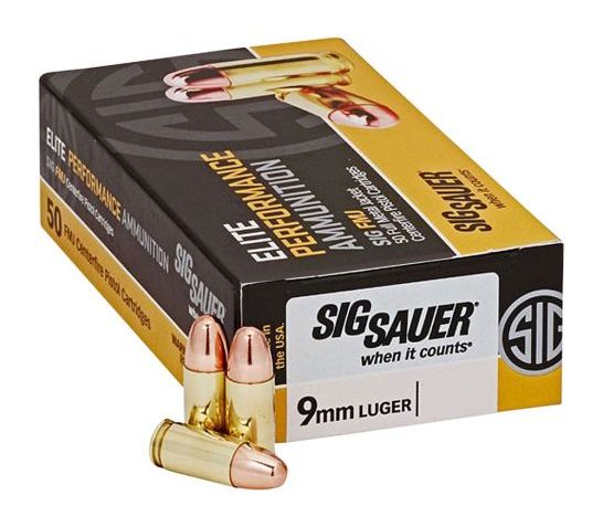 Sig Sauer 9mm 124gr FMJ Elite Ball Ammunition 50rds – E9MMB2-50