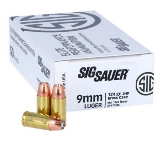 Sig Sauer 124 gr JHP 9mm Ammunition, 50 Rounds – 51655120301