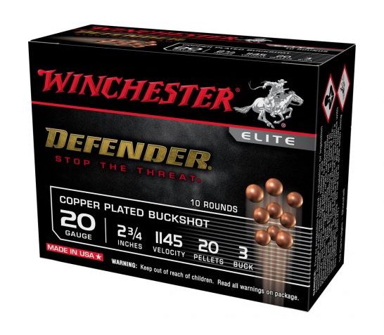 Winchester Defender 2.75" #3 Copper Plated Buckshot 20 Gauge Ammunition 10 Rounds – SB203PD