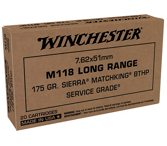 Winchester M118 LR 7.62x51MM Ammo 175 Gr BTHP 20rds – SGM118LRW