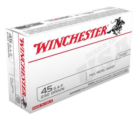 Winchester USA 230 gr FMJ 45 GAP Ammo 50/box – USA45G