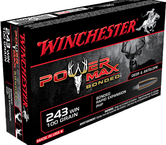 Winchester 243 100gr PowerMax Bonded Ammunition 20rds – X2432BP