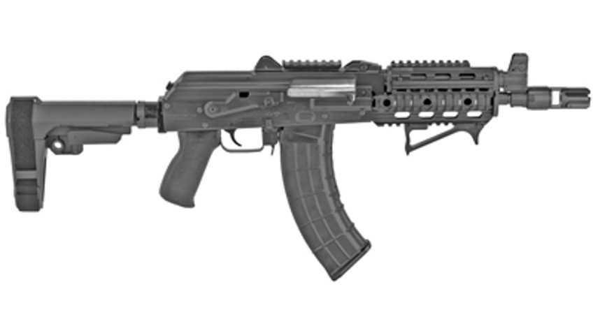 Zastava ZPAP92 7.62X39mm Pistol, 10" Barrel, SBA3, Quad Rail, Black, 30rd