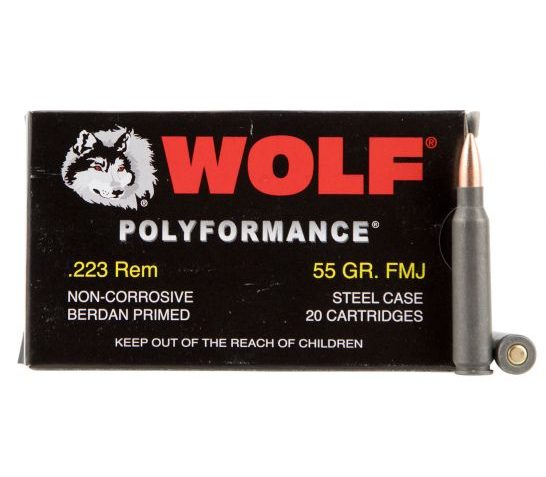 Wolf PolyFormance Rifle Ammo .223 Rem / 5.56 55 Grain FMJ – 500Rds