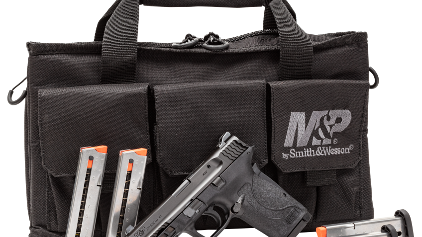 Smith & Wesson M&P Shield EZ without Thumb Safety Semi-Auto Pistol Range Kit with 5 Magazines, M&P Pro Tac Single Handgun Case
