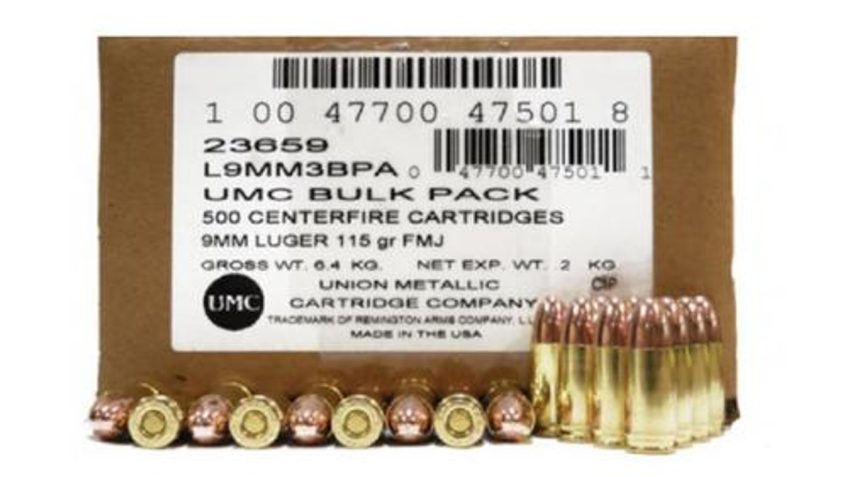 Remington UMC Bulk 9mm Ammo 115-Grain 500-Rounds FMJ