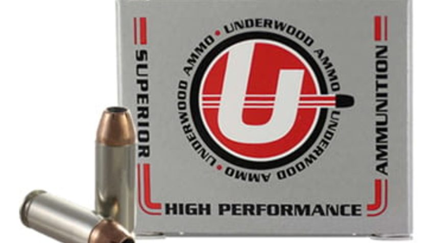 Underwood Ammo .45 Winchester Magnum 230 Grain Jacketed Hollow Point Nickel Plated Brass Cased Pistol Ammo, 20 Rounds, 437