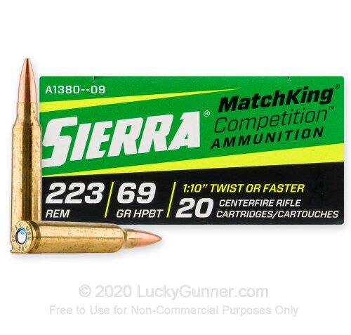 223 Rem – 69 Grain HPBT MatchKing – Sierra MatchKing Competition – 20 Rounds