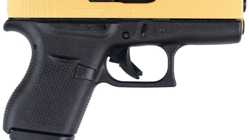 Glock 43 9mm Single Stack Pistol with Cerakote Gold Slide (Made in USA)
