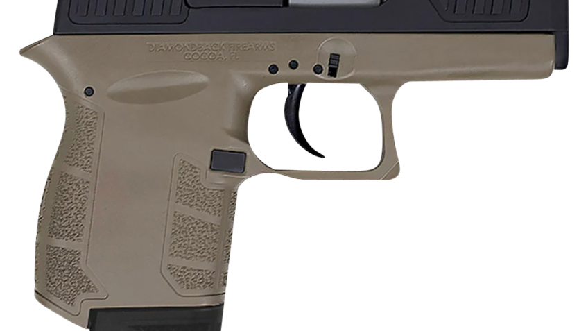 Diamondback DB9 9mm Pistol, 3" Barrel, Fixed Sights, Flat Dark Earth, Black – DB0200P061