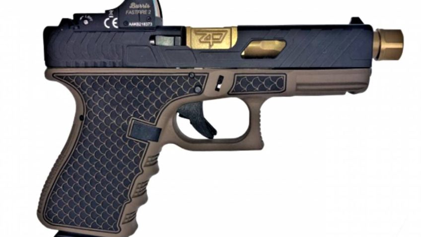 Glock G19 Gen3 9mmCustom Bronze Back Tarpon FDE Frame w Gold Barrel & Burris Fast