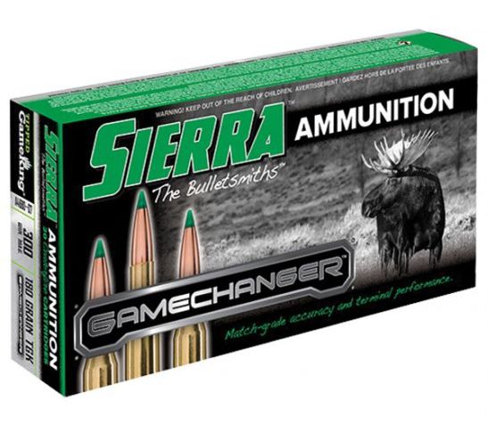 Sierra GameChanger .300 Winchester Magnum 180 grain Sierra Tipped GameKing Brass Cased Centerfire Rifle Ammo, 20 Rounds, A4680–07