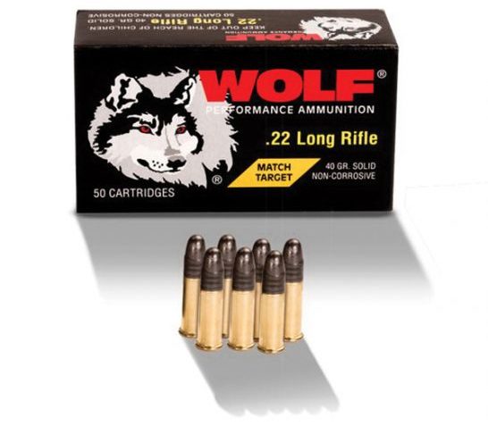 Wolf Ammo Match Target Rimfire Ammo .22 LR 40 gr RN 50/box, 22MTB