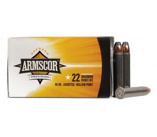 Armscor Precision Inc Armscor .22 Winchester Magnum 40 Grain Jacketed Hollow Point Nickel Ammo, 50 Rounds, 50157